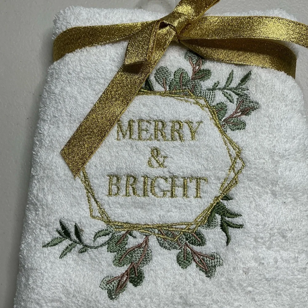 Kitchen Hand Towels Christmas MERRY & BRIGHT Dish Towels Bar Towels 18” X 25”